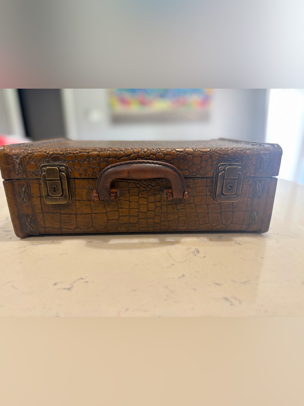 Authentic 1930's-40's Crocodile /ALLIGATOR Skin Travel Case Briefcase Antique